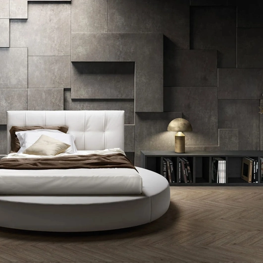 Letto rotondo con testiera trapuntata Special di Bside