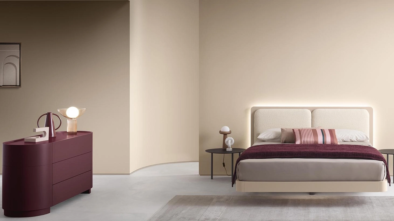 Letto Voile in legno laccato e tessuto di Alf Da Frè