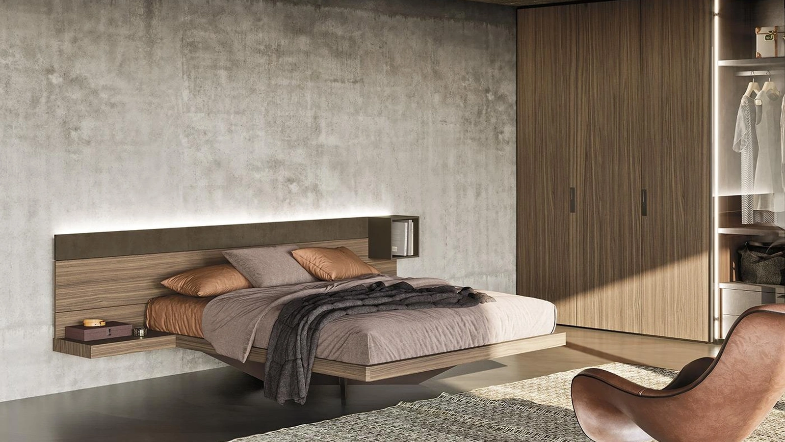 Letto matrimoniale Wall System N06 di Mobilgam