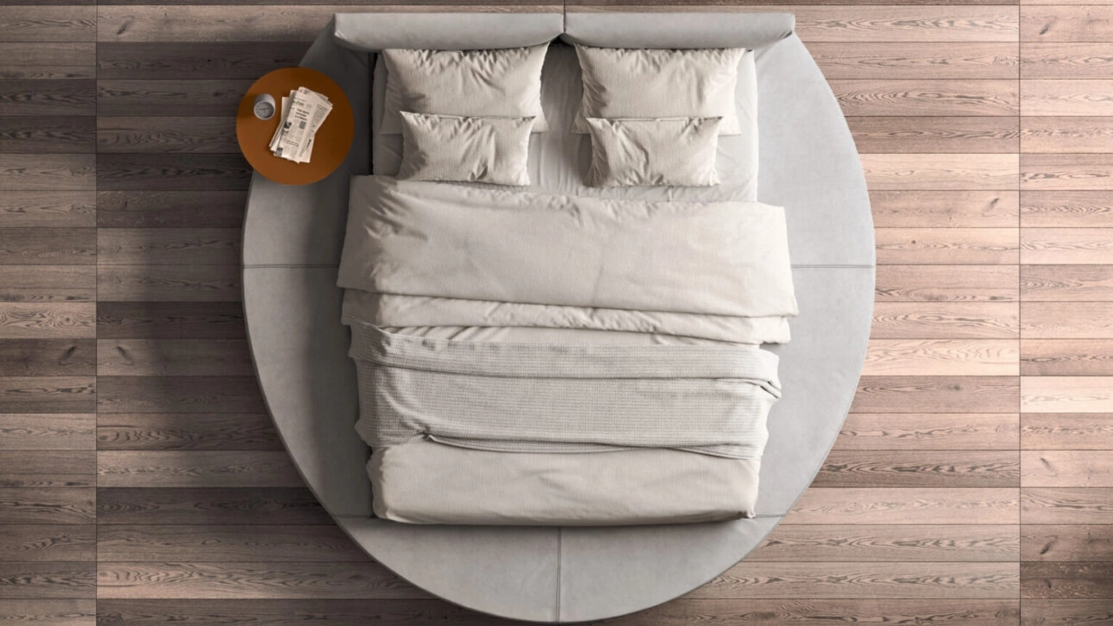 Letto circolare in pelle Zero di Presotto