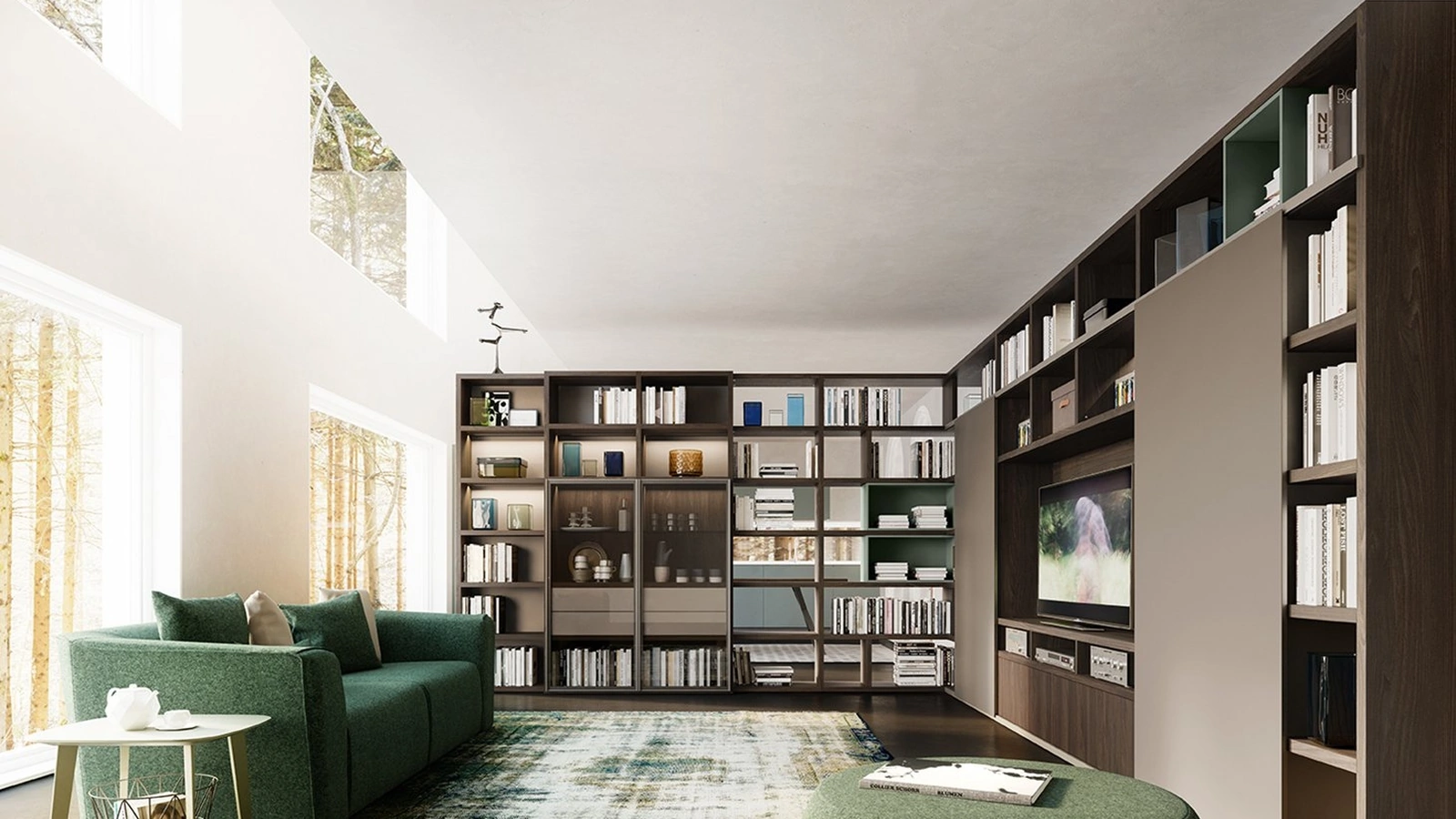 Libreria My Space Angolare in melaminico e laccato di Alf Da Frè