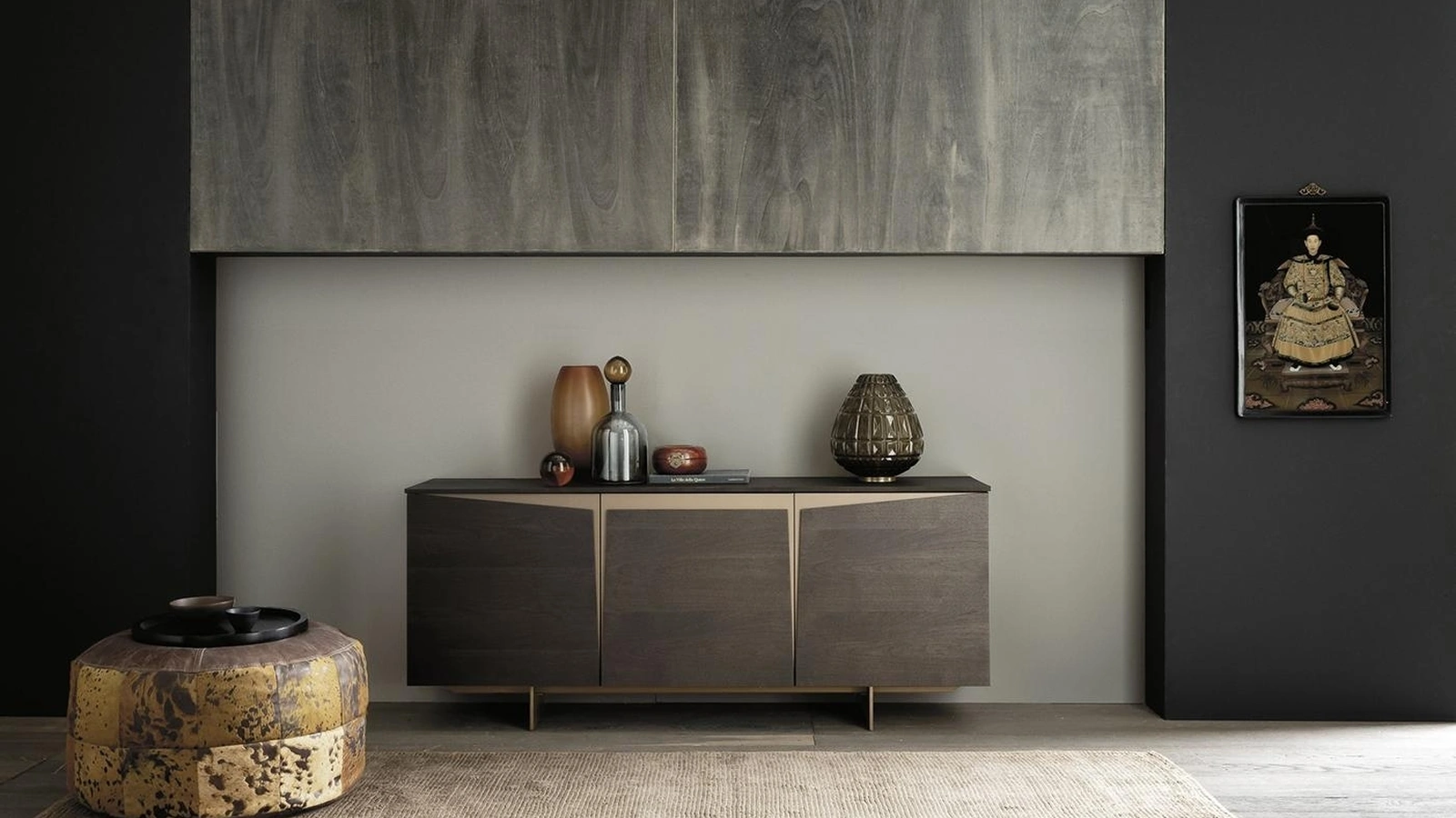 Madia Horizon Star 950 in legno con inserti in laccato bronzo opaco di Mobilgam