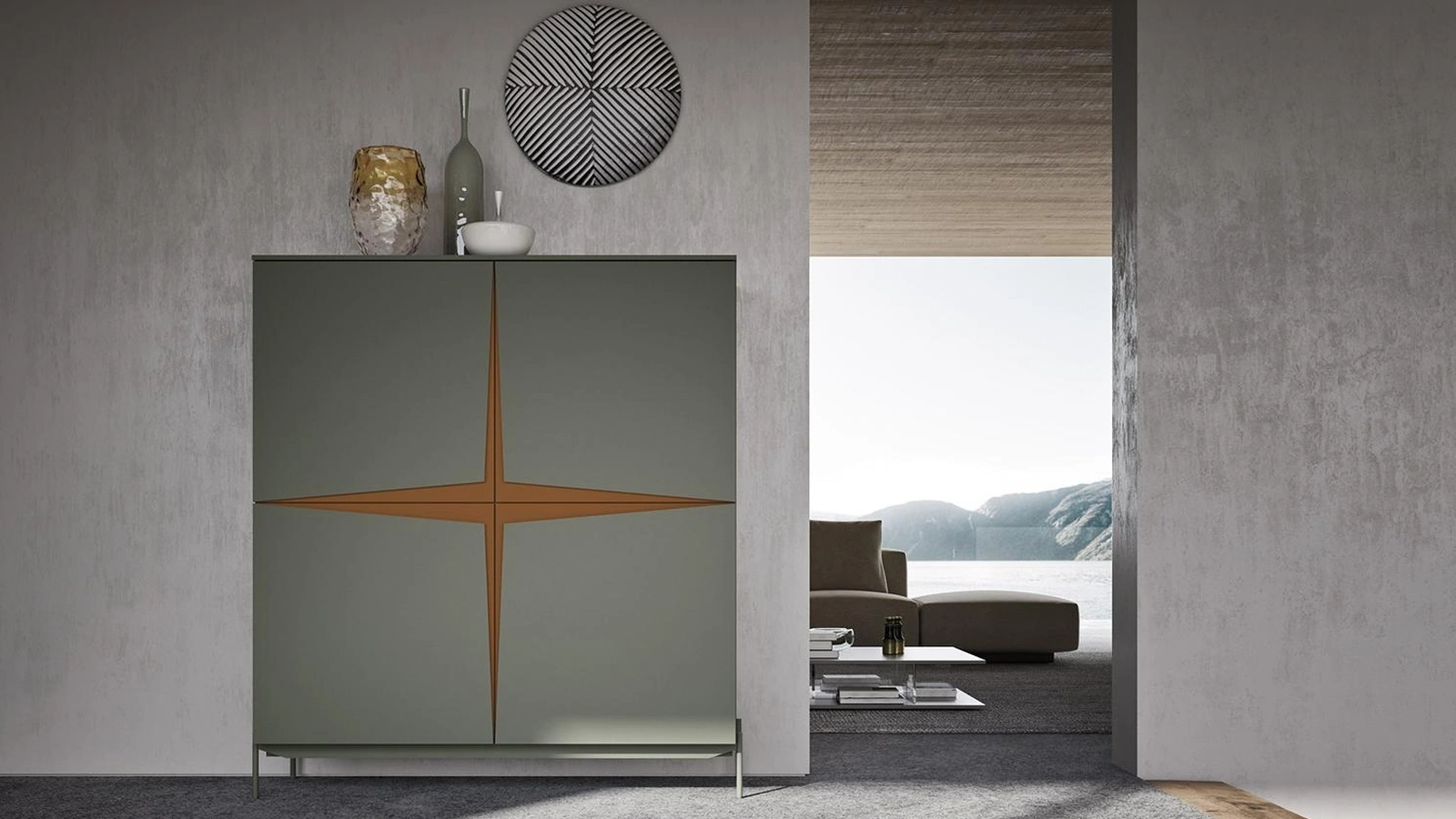 Madia Alta Horizon Star 952 in laccato opaco di Mobilgam