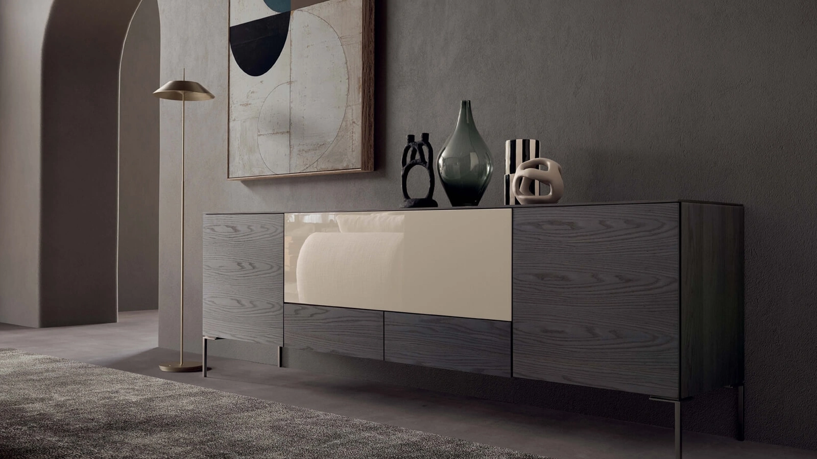 Madia I-Modul Art in legno e laccato lucido di Presotto