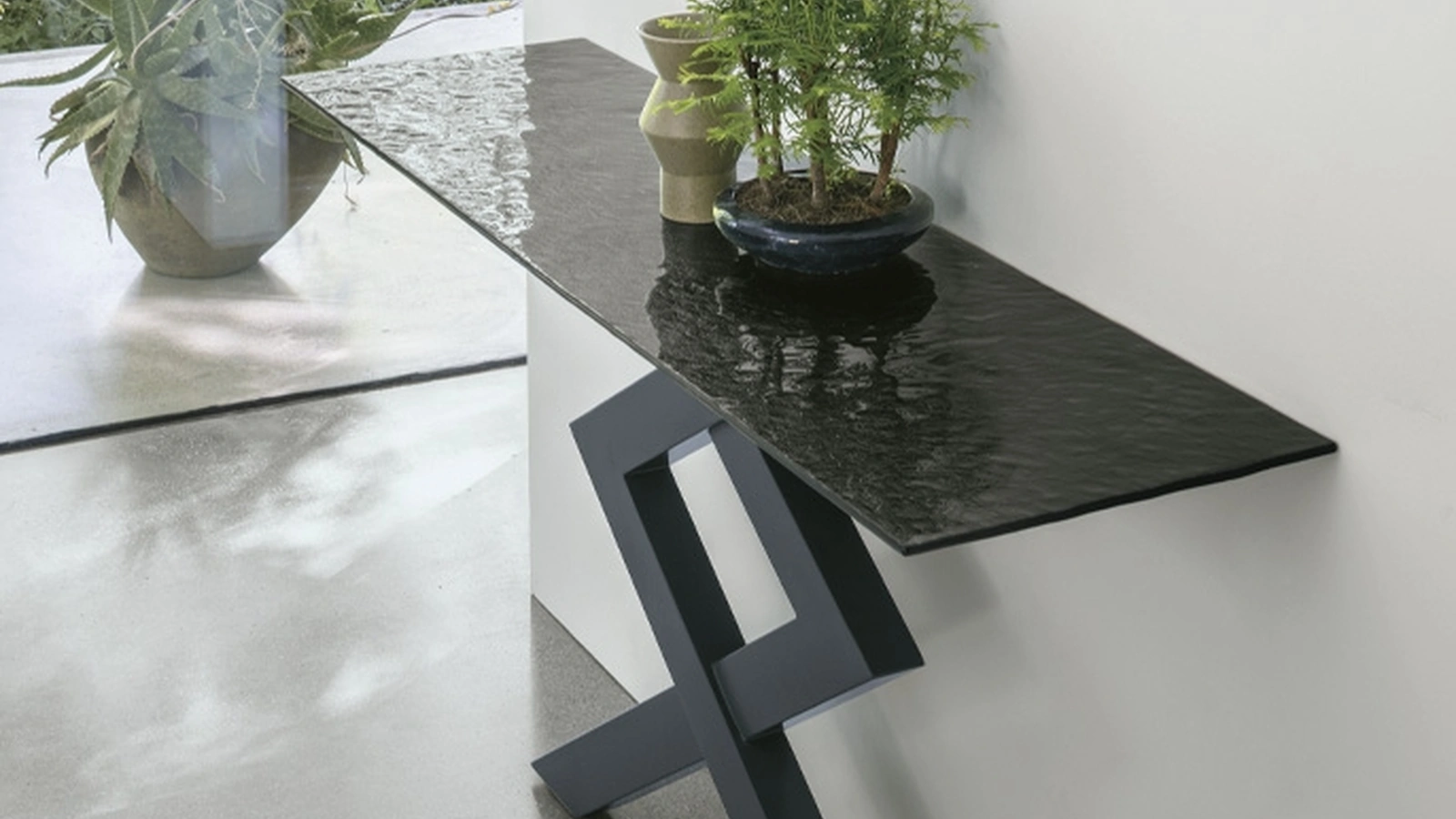 Mobile ingresso Consolle Cross con top in vetro di Target Point