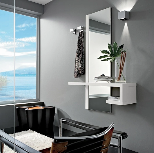 Mobile ingresso Alba in laminato HPL Bianco con specchio di La Primavera