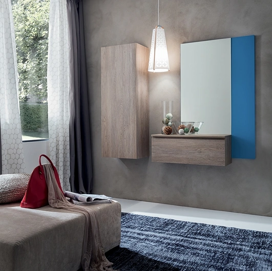 Mobile ingresso in melaminico effetto Rovere con specchio Stella di La Primavera