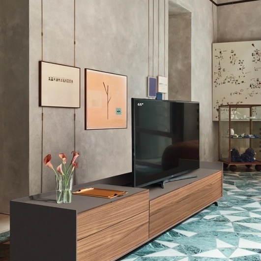 Mobile Porta Tv Cabaret 9G sx in impiallacciato Noce di Sangiacomo