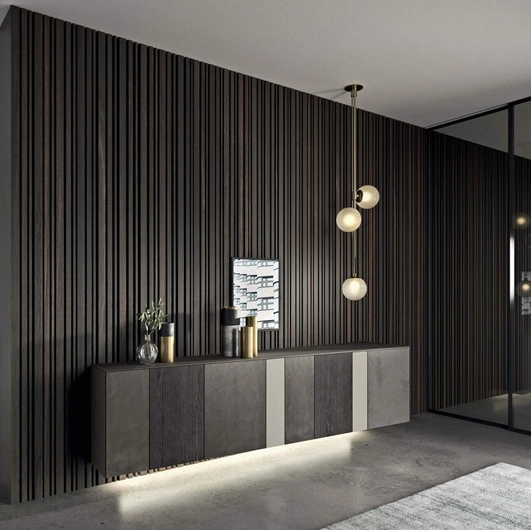 Mobile sospeso InclinART in laccato metal e legno di Presotto