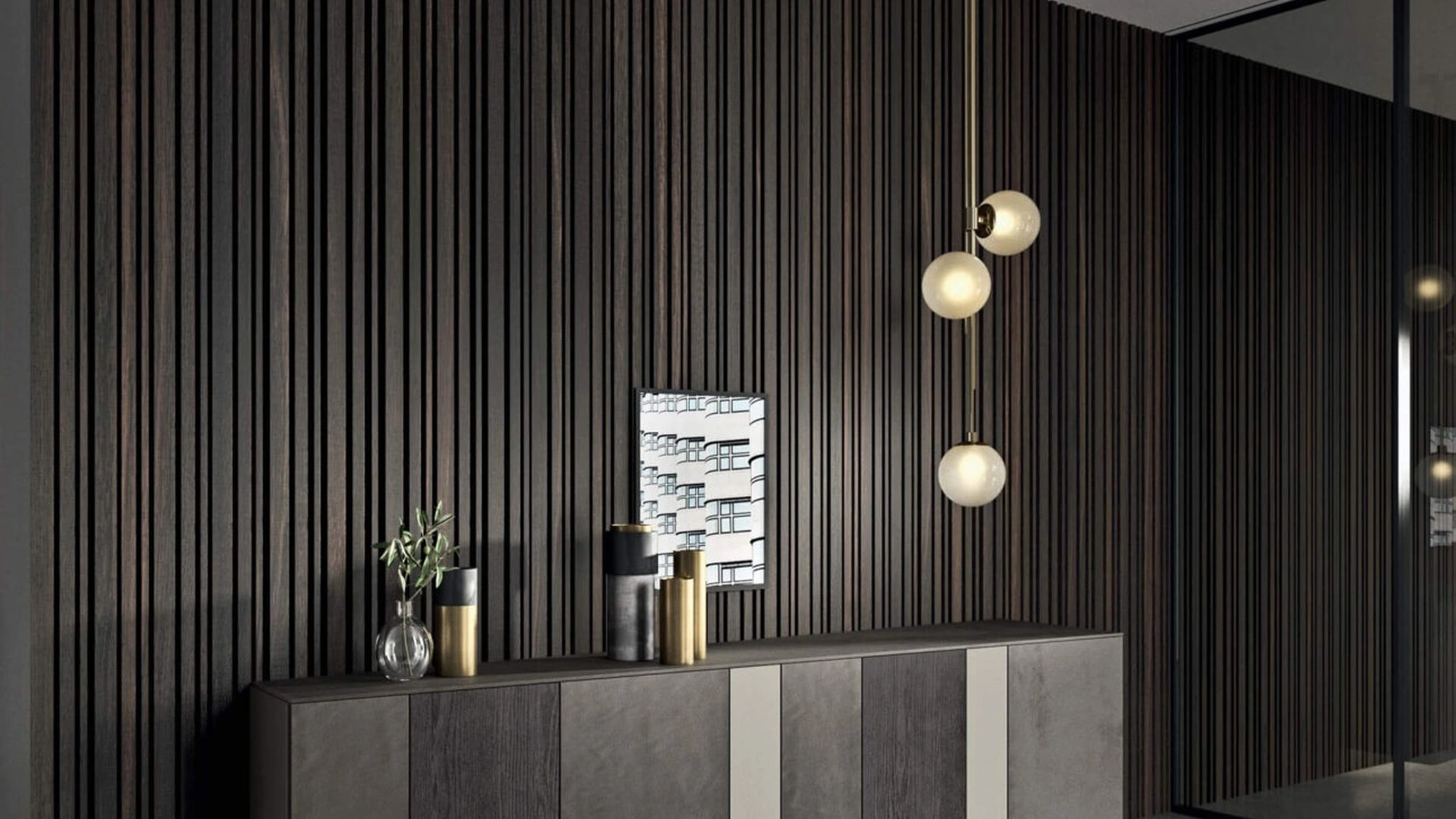 Mobile sospeso InclinART in laccato metal e legno di Presotto