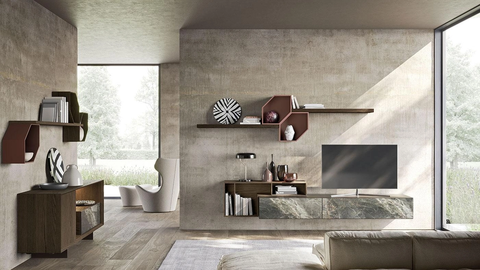 Parete Attrezzata Composizione Horizon 1013 di Mobilgam