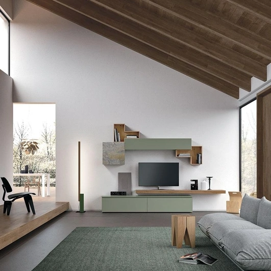 Parete Attrezzata Composizione Horizon 905 in laccato opaco di Mobilgam