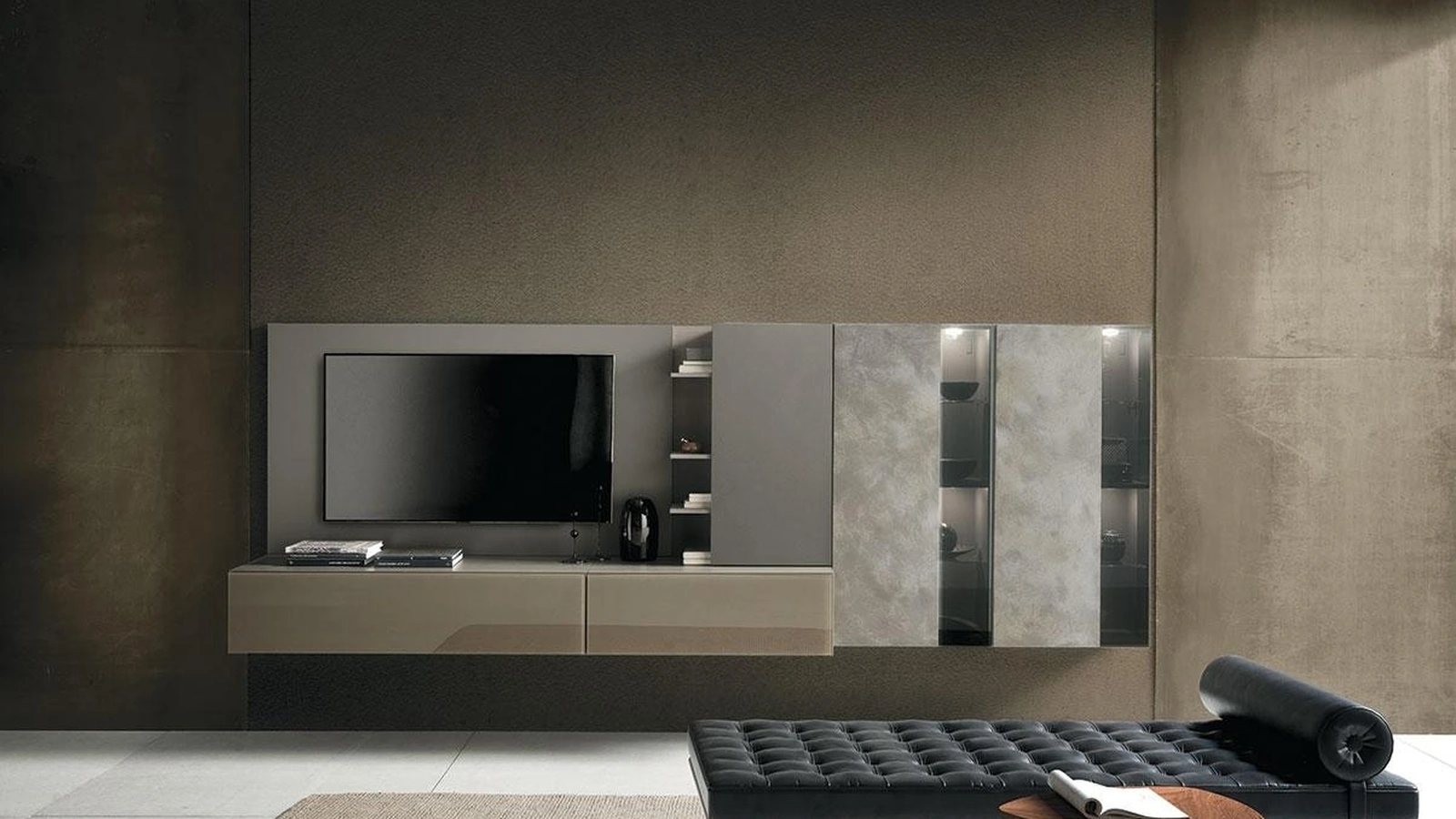 Parete Attrezzata Composizione Horizon 940 in laccato lucido e opaco di Mobilgam