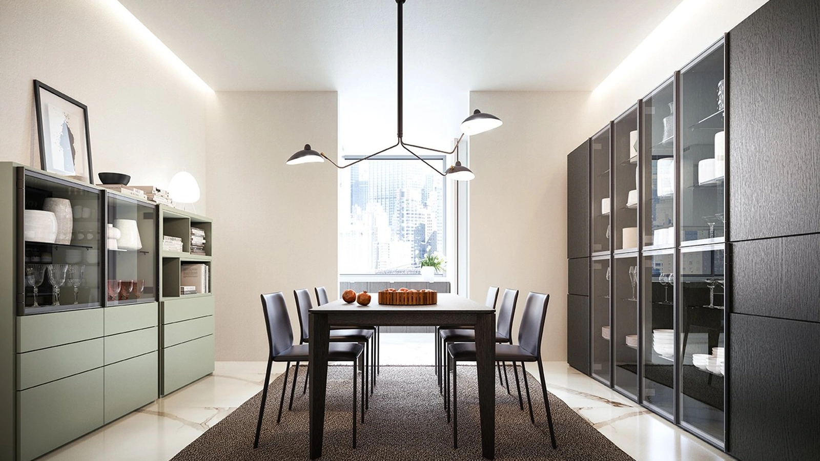 Parete Attrezzata My Space 01 in melaminico e vetro di Alf Da Frè