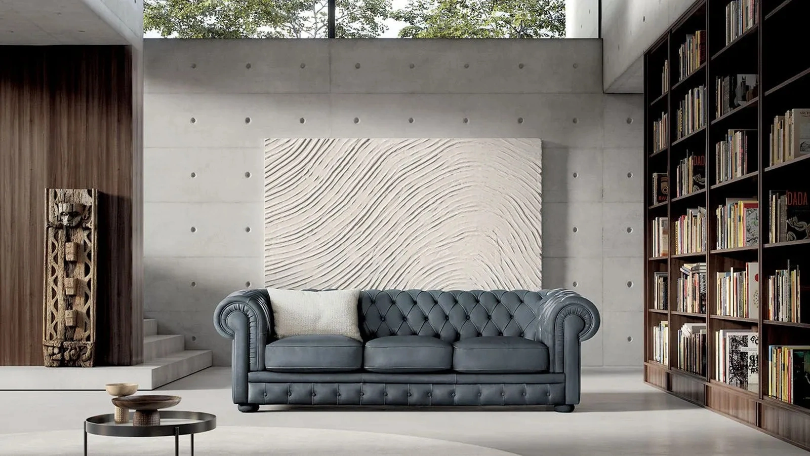 Divano lineare in pelle Alioth di Doimo Salotti