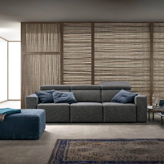 Divano lineare in tessuto con sedute estraibili Best di Samoa