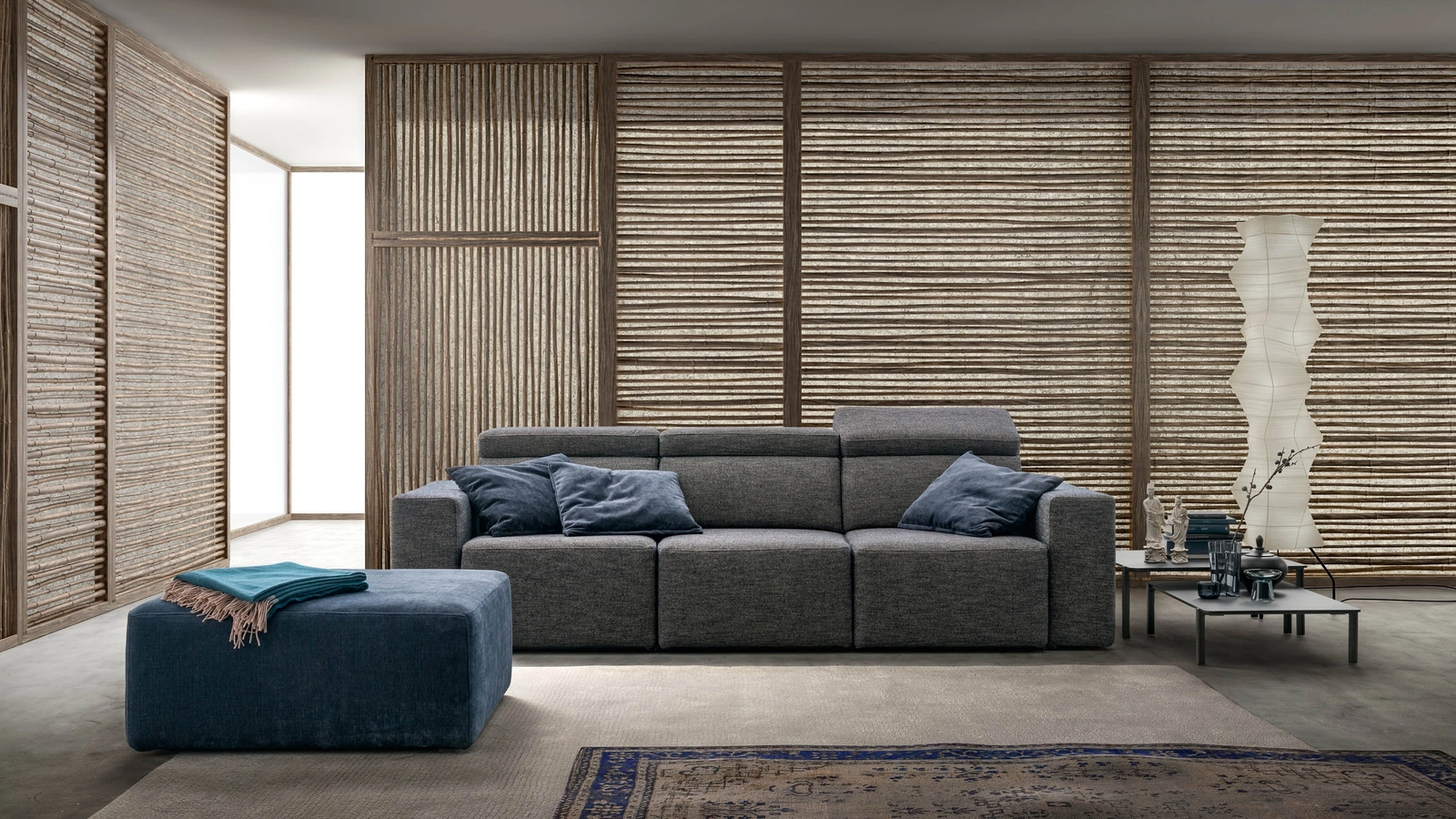 Divano lineare in tessuto con sedute estraibili Best di Samoa