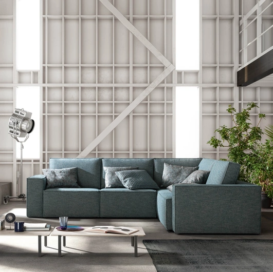 Divano angolare in tessuto con sedute estraibili Mono di Samoa