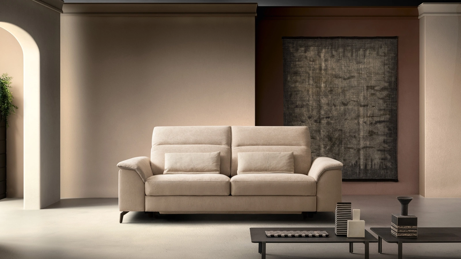 Divano Relax lineare in tessuto Space Vision di Samoa