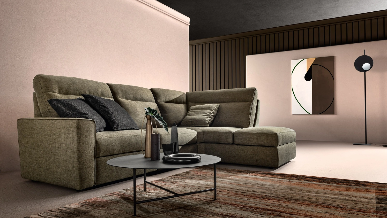 Divano Relax angolare in tessuto Swing Slick di Samoa