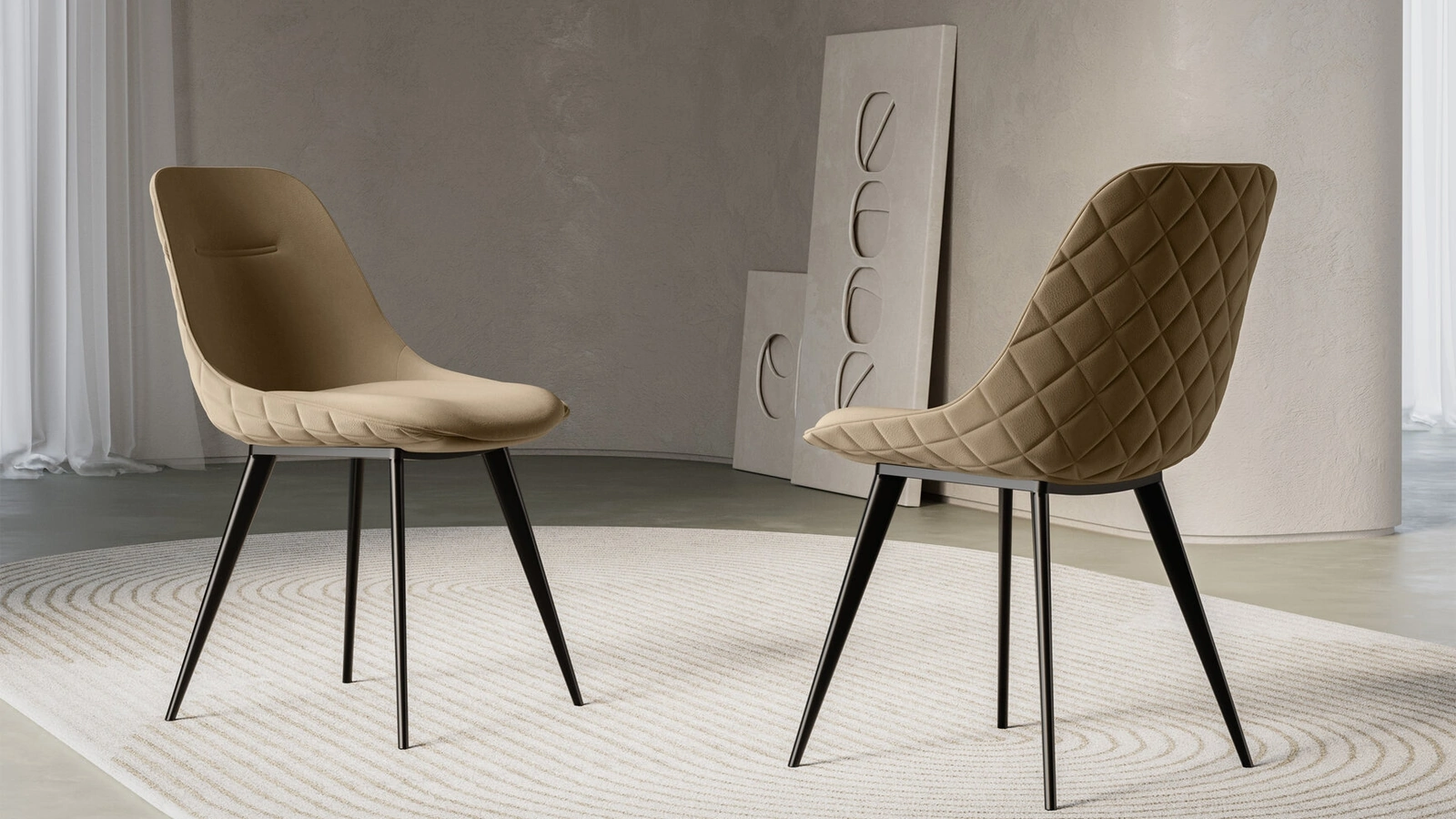 Sedia Nova con struttura in metallo verniciato nero e seduta rivestita in eco-nabuk di Arredo3