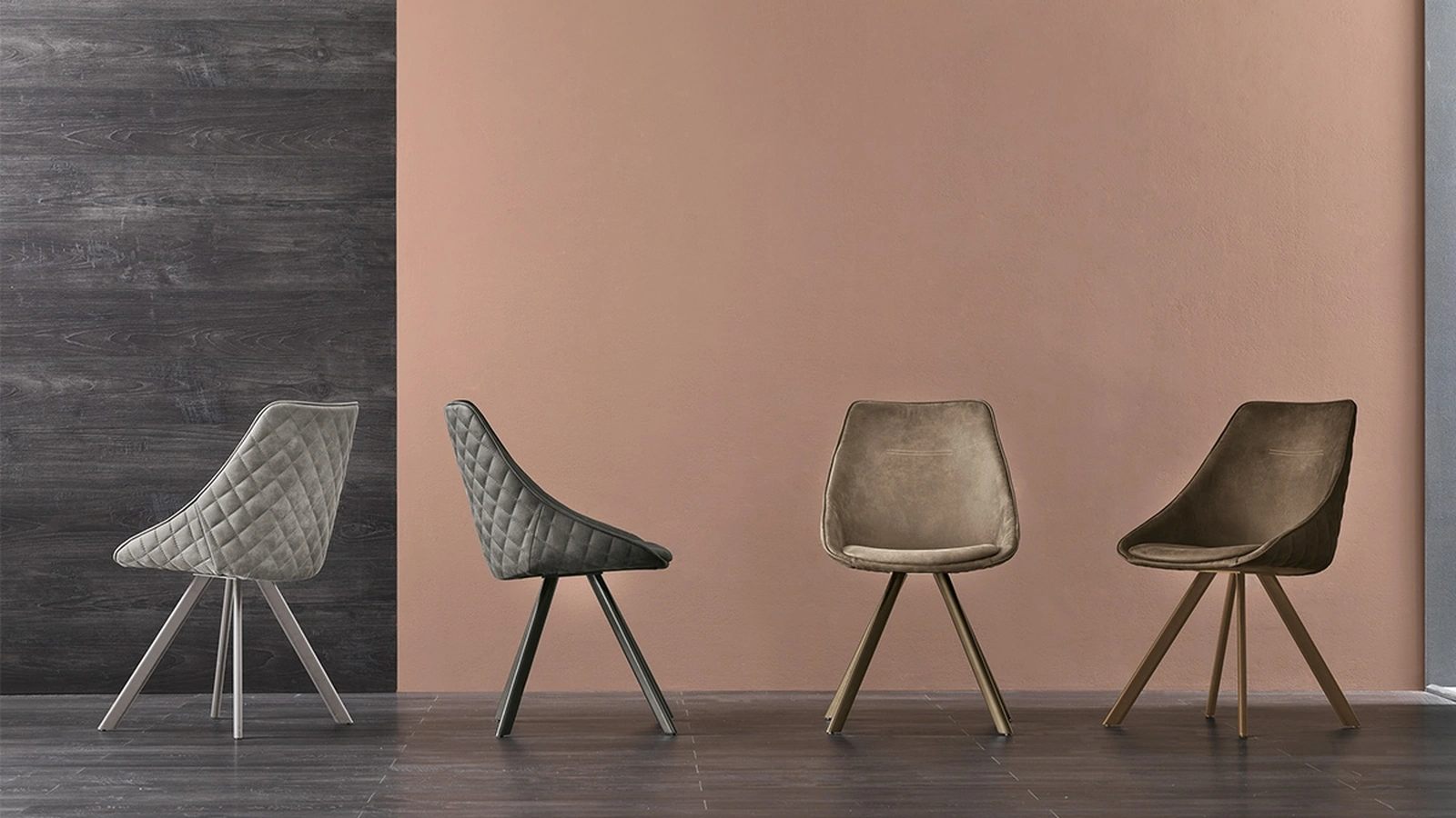 Sedia Bilbao con struttura in metallo verniciato e seduta in morbida microfibra effetto velluto di Target Point