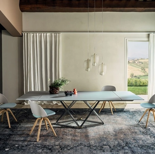 Tavolo allungabile Delta in cristallo di Bontempi