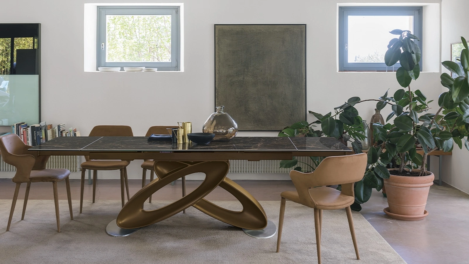 Tavolo rettangolare Eclipse in gres porcellanato di Target Point