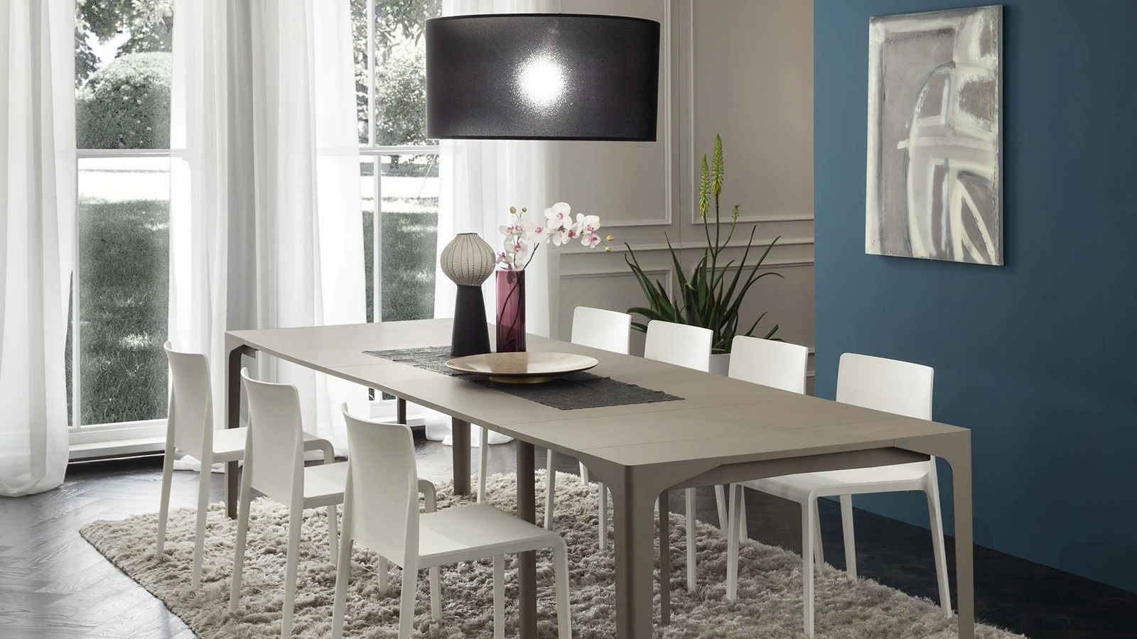 Tavolo consolle allungabile Fabio con top in HPL e gambe in acciaio di La Primavera