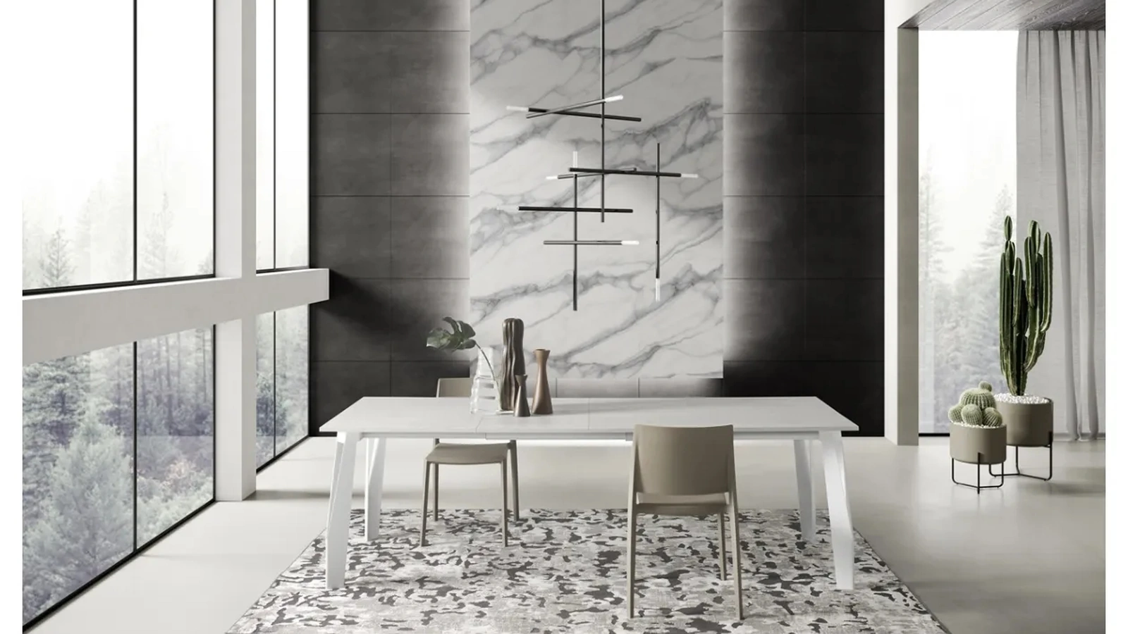 Tavolo allungabile Jet in melaminico cemento di Zamagna