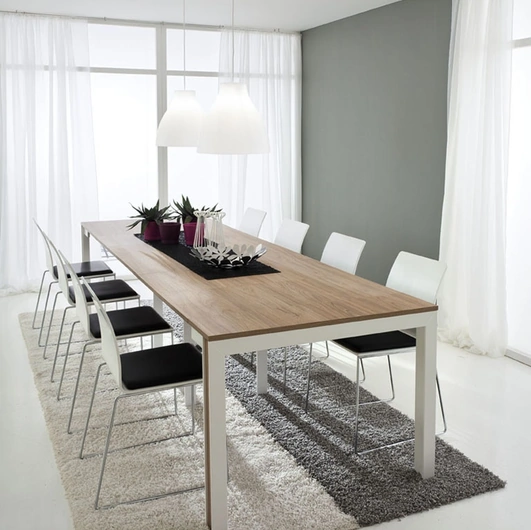 Tavolo consolle allungabile Mattia in laminato HPL e gambe in Faggio massello laccato Bianco di La Primavera