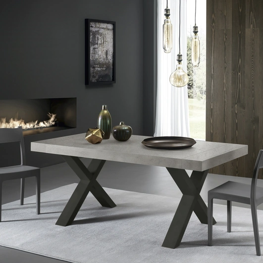 Tavolo allungabile Post in melaminico cemento di Zamagna