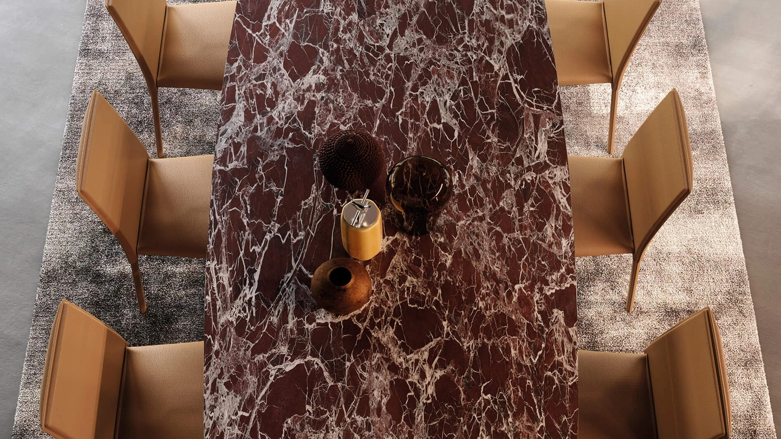 Tavolo Tailor in ceramica Rosso Imperiale di Presotto