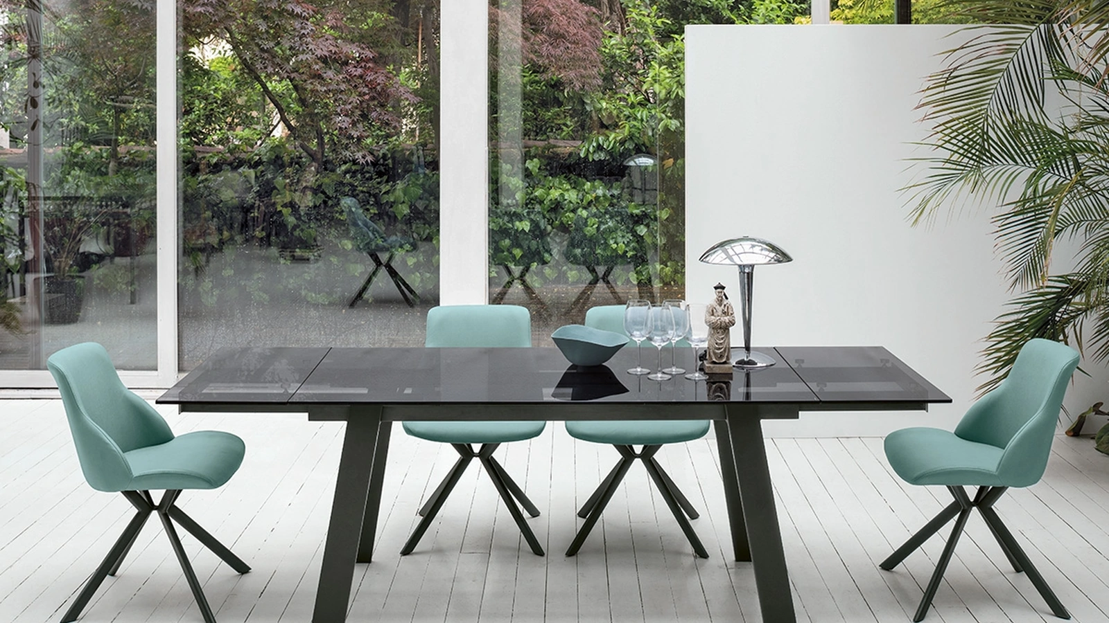 Tavolo allungabile Giove in vetro di Target Point