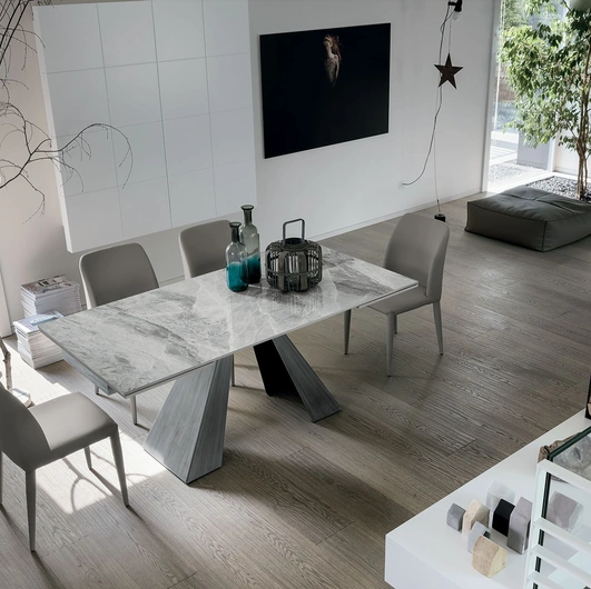 Tavolo allungabile Taurus in gres porcellanato con base in metallo di Target Point