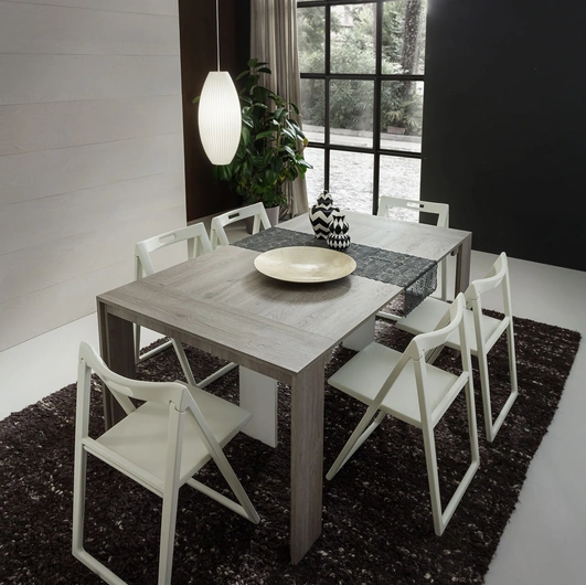 Tavolo consolle allungabile Tony in melaminico finitura Rovere Grigio di La Primavera