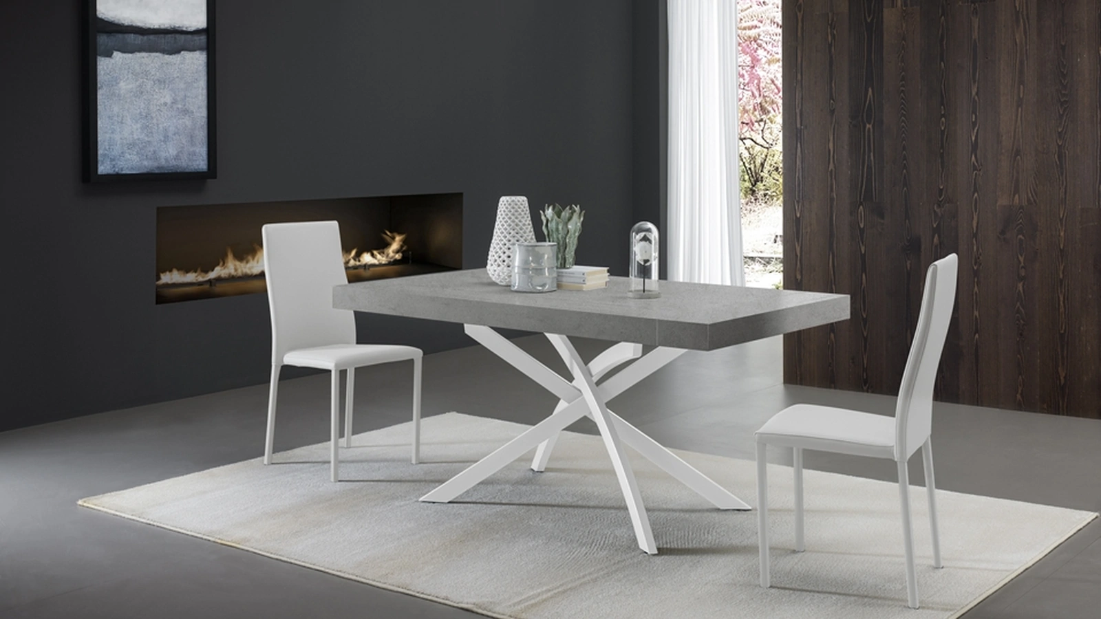 Tavolo allungabile Twist in melaminico cemento di Zamagna