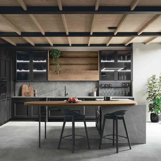 Cucina Classica con isola Beverly 02 in Frassino laccato di Stosa