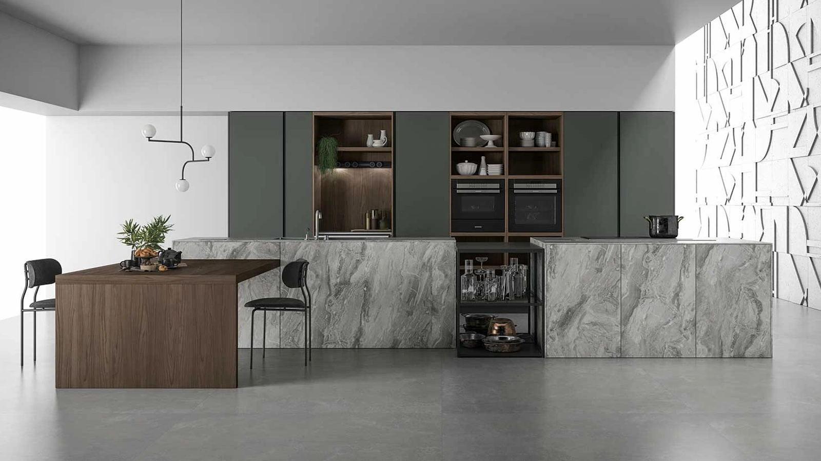 Cucina Design con doppia isola Aspen composizione 4 di Doimo Cucine