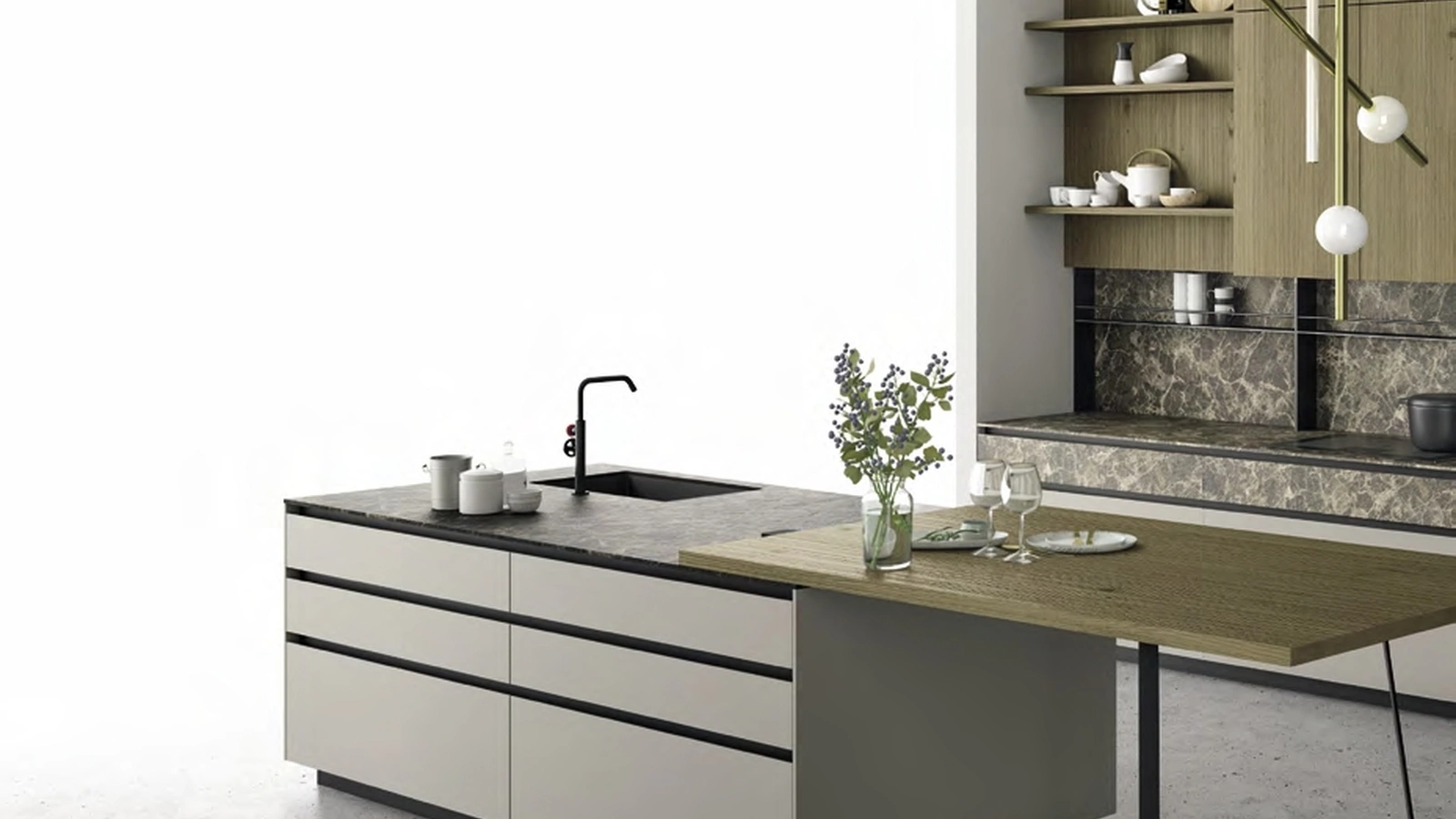 Cucina Design con isola Aspen composizione 5 di Doimo Cucine