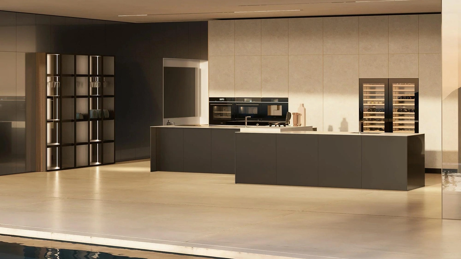 Cucina Design in fibra di carbonio con isola Aspen C4K di Doimo Cucine