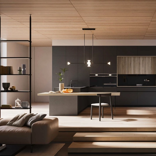 Cucina Design D23 laccato Carbone di Doimo Cucine