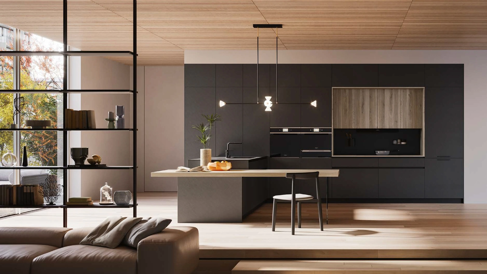 Cucina Design D23 laccato Carbone di Doimo Cucine