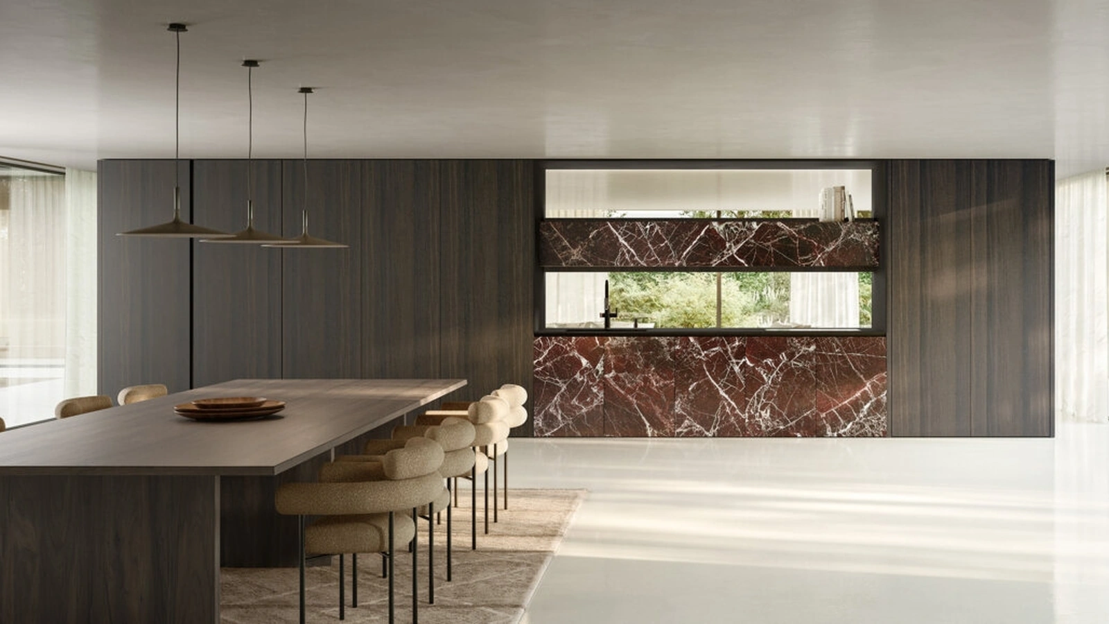 Cucina Design Impronta 01 in legno e marmo di Doimo Cucine