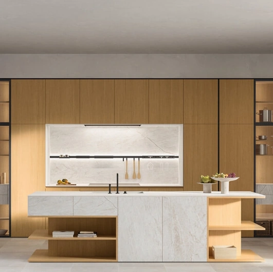 Cucina Design con isola Impronta 02 in Rovere e Gres di Doimo Cucine