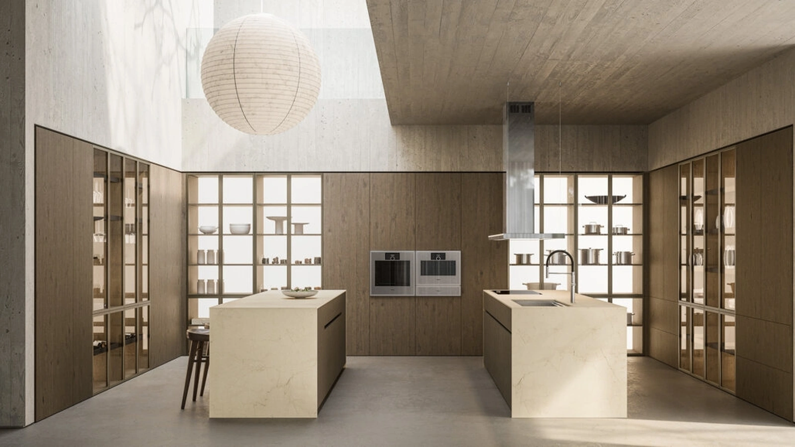 Cucina Design con doppia isola Impronta 04 in Rovere e Marmo di Doimo Cucine