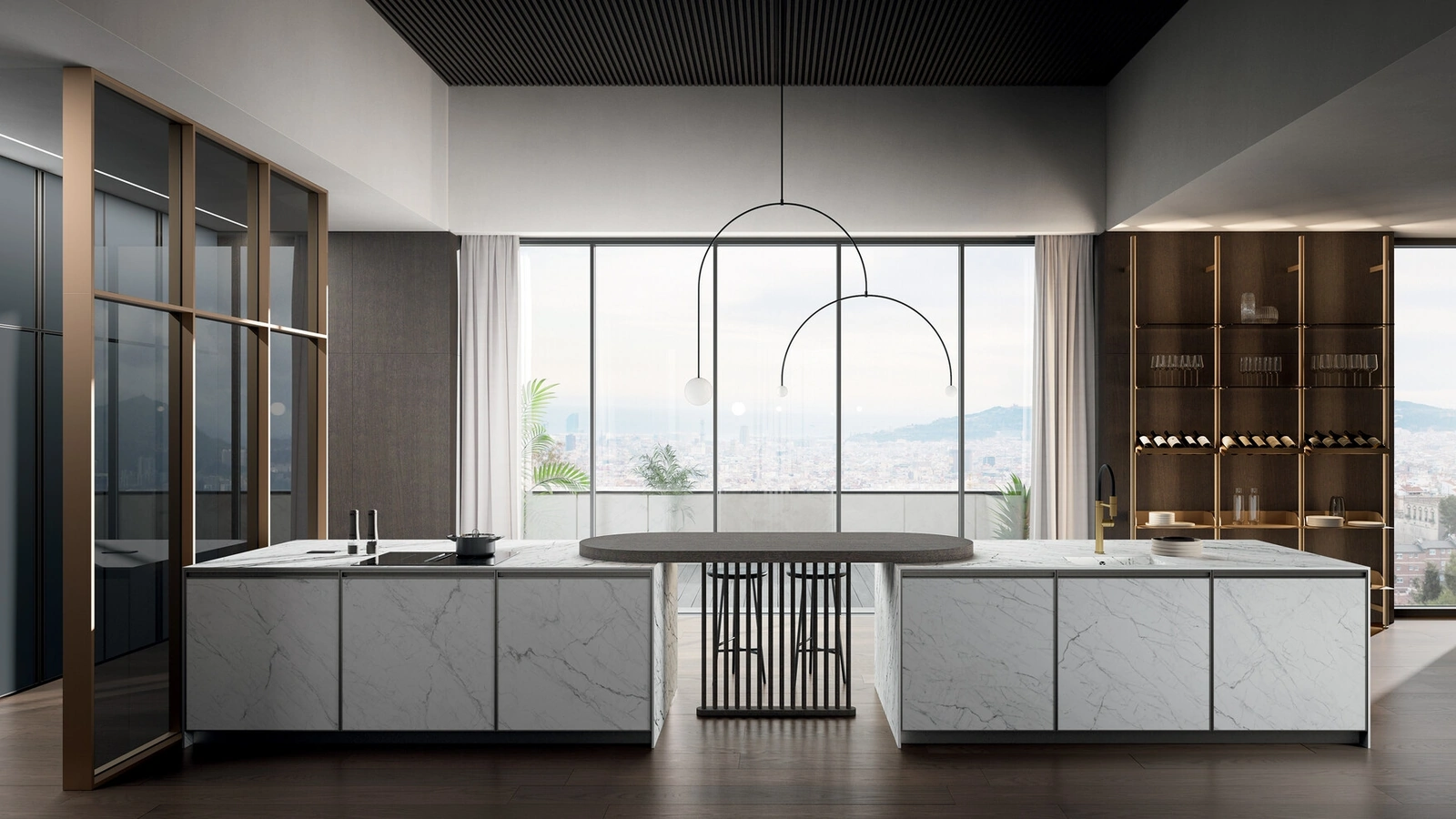 Cucina Moderna con penisola Kronos 03 in laminam di Arredo3