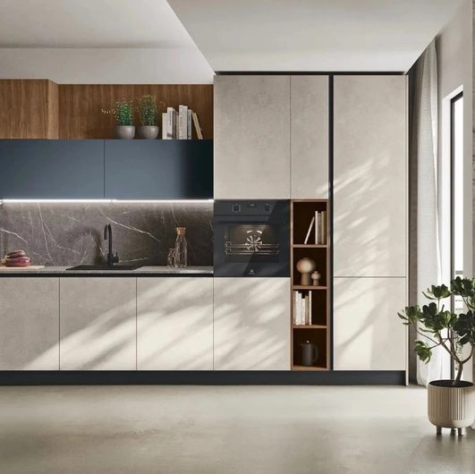 Cucina Moderna angolare Art-Kaya 06 in materico cemento di Stosa