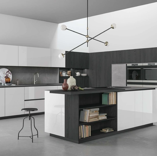 Cucina Moderna Aspen in vetro laccato Bianco di Doimo Cucine