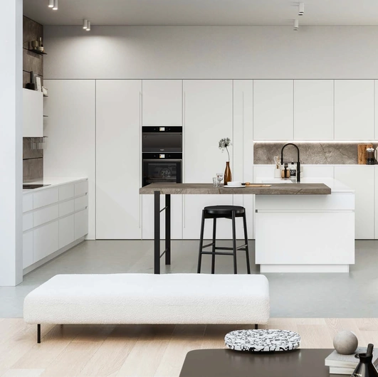 Cucina Moderna con penisola D23 Neve di Doimo Cucine